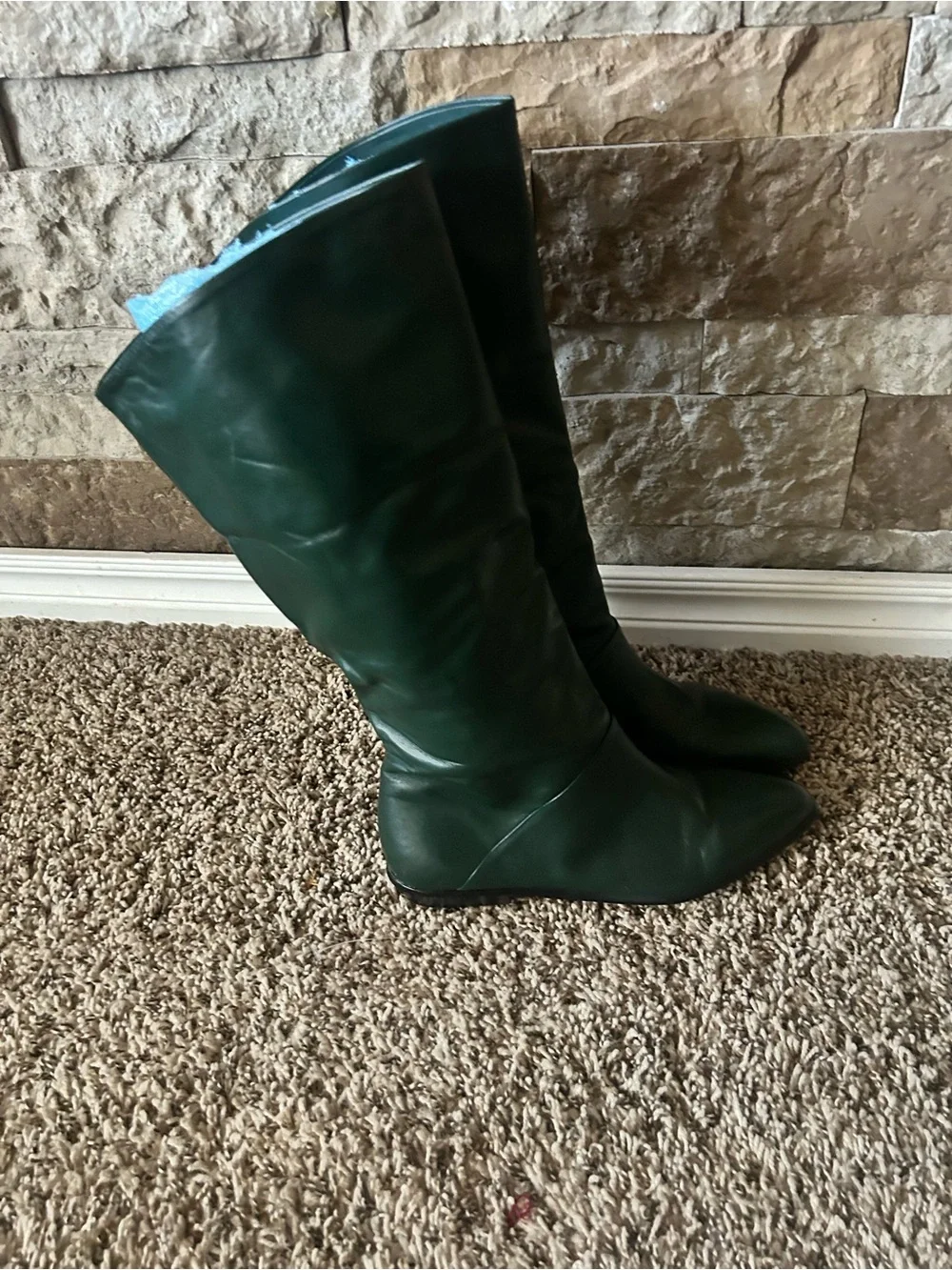Tall Women's Knee-High Boots in Dark Green Hunter Green 80s Genuine Leather